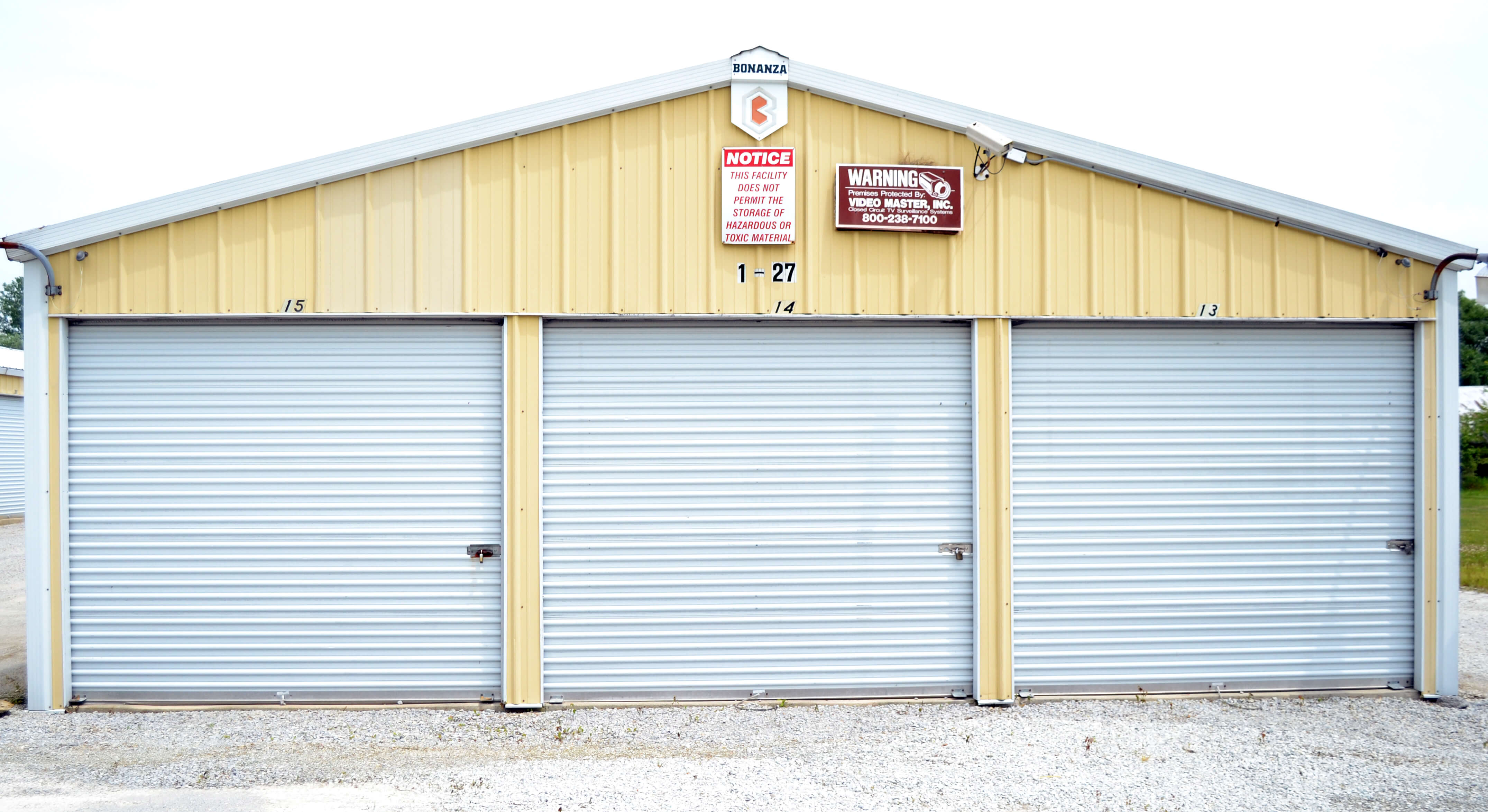 Front of storage units